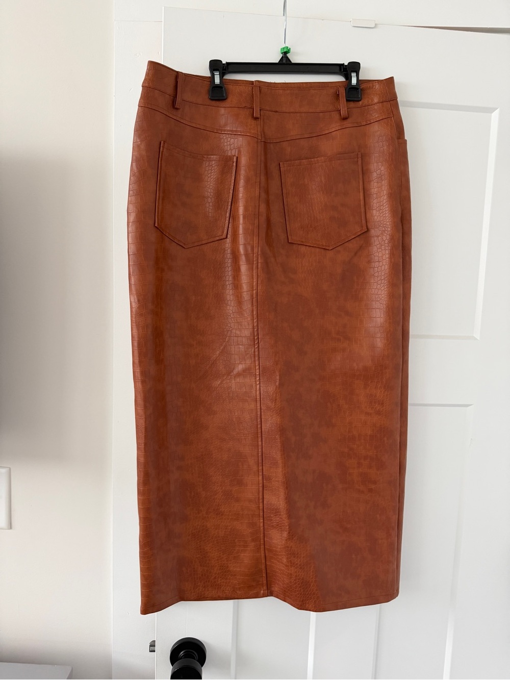Roberta Croc Embossed Faux Leather Midi Skirt - Picture 3 of 4
